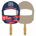 Digital Wide Helmet Front Fast Fan w/ Wooden Handle & 2 Sides Imprint (1 Da